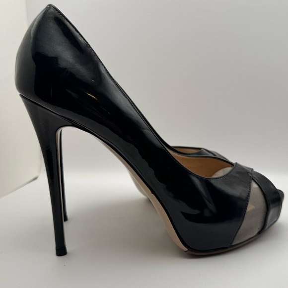 Valentino Black Patent Leather Peep-Toe Heels Size 39.5 - Picture 5 of 9
